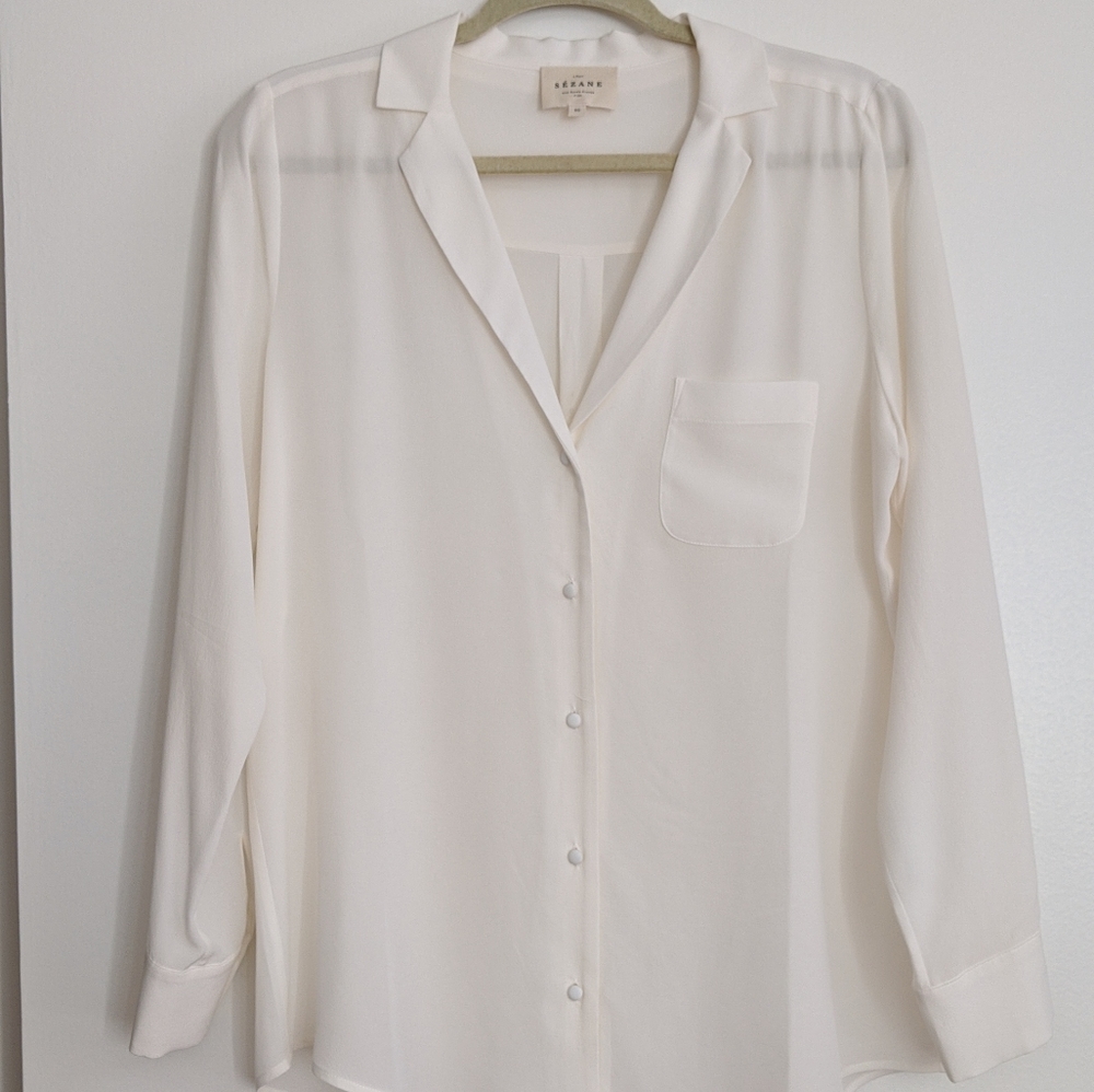Sezane silk button down blouse